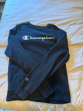Champion Navy Crewneck with Script Logo